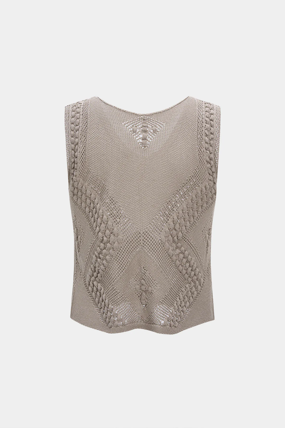 Knit V-Neck Hollow Out Tank Top - Weenar