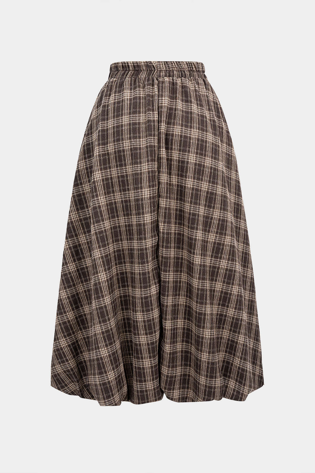 Plaid Print Ruched Shirred High Waist Skirt - Weenar
