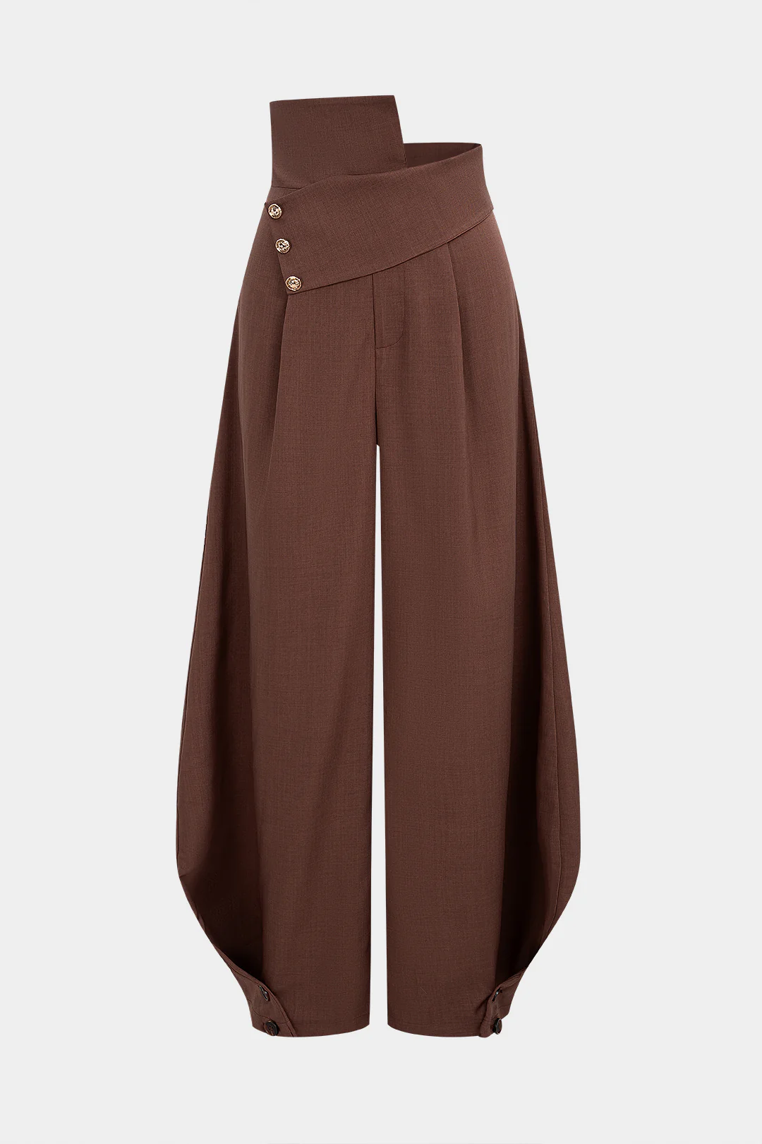 Asymmetrical Button Ruched Pants - Weenar