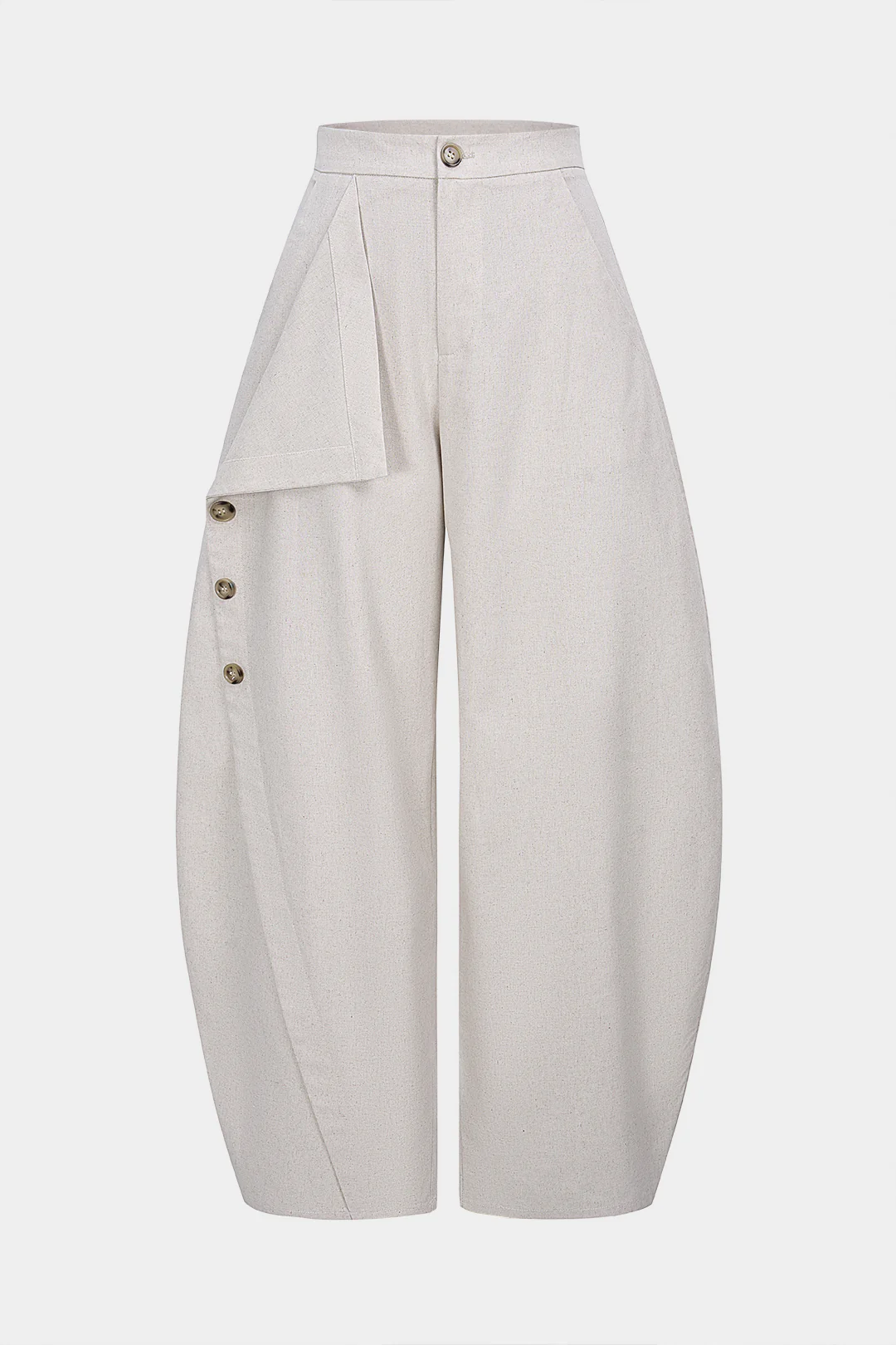 Linen Asymmetrical Button Pants - Weenar