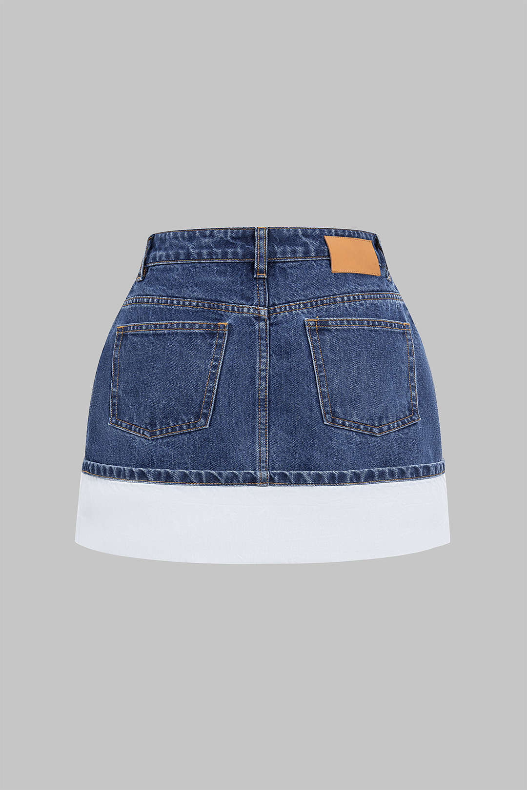 Plus Size Denim Patchwork Zipper Mini Skirt - Weenar