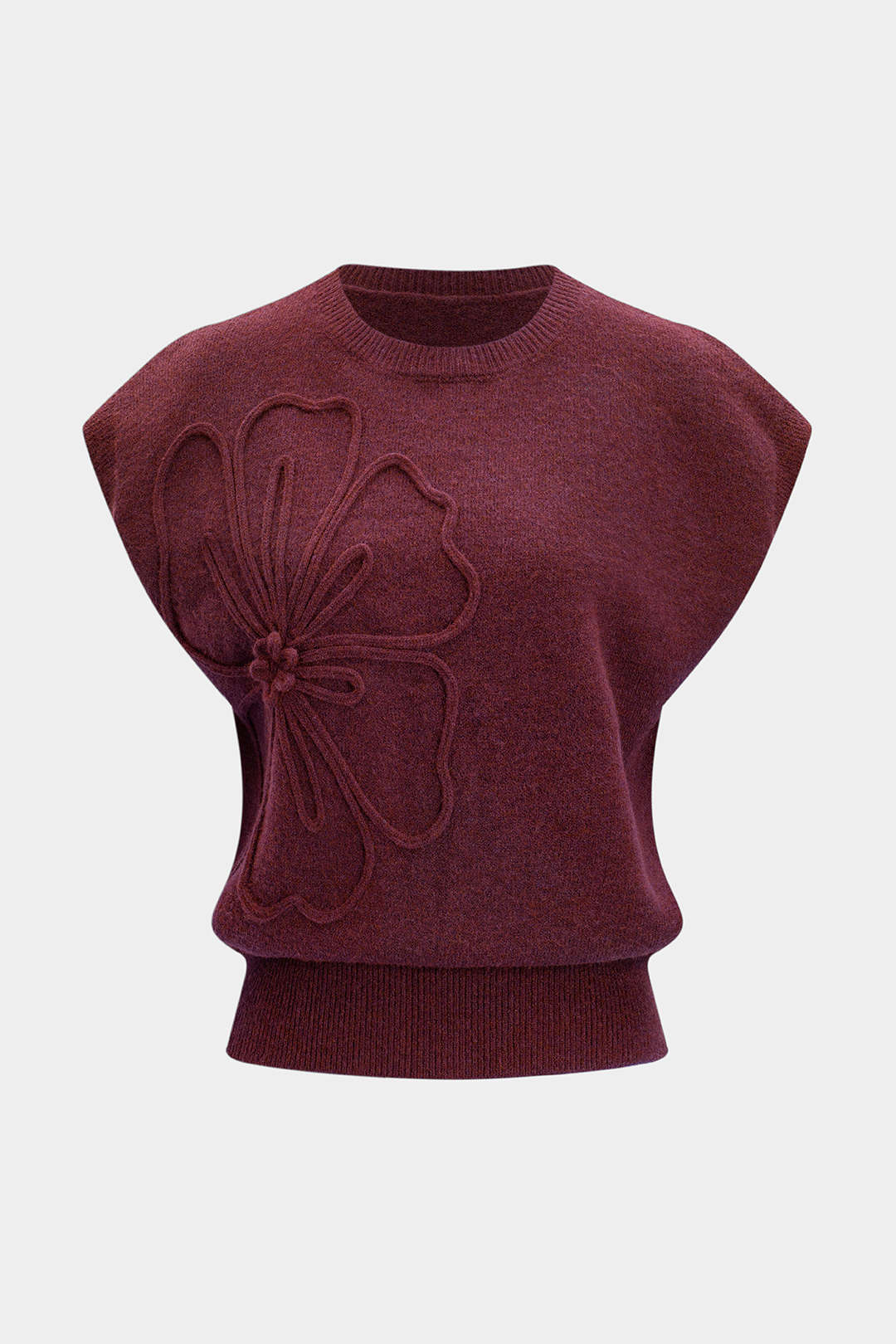 Knit 3D Flower Embroidery Tank Top - Weenar