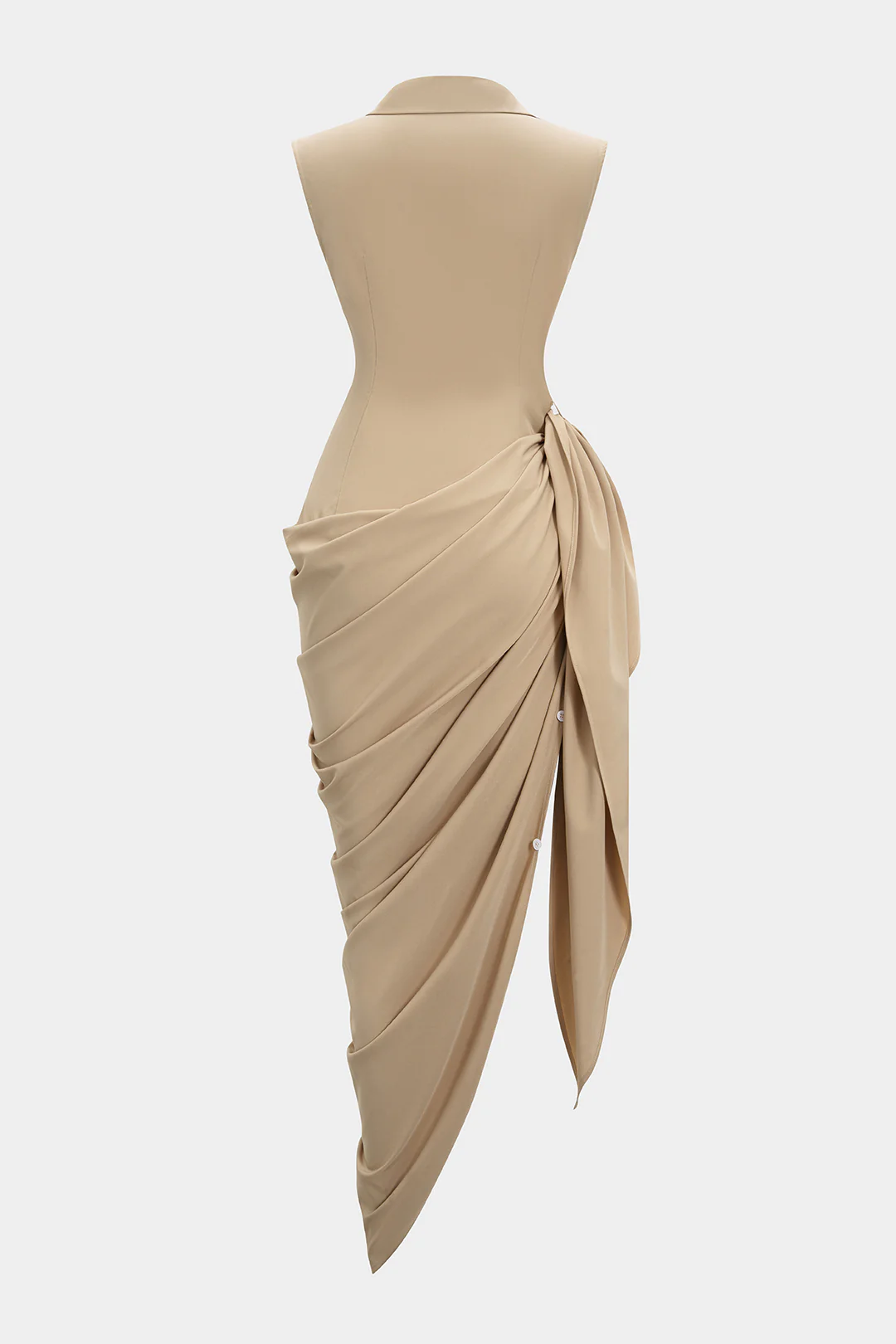 Asymmetrical Ruched Strappy Tank Sleeveless Maxi Dress - Weenar
