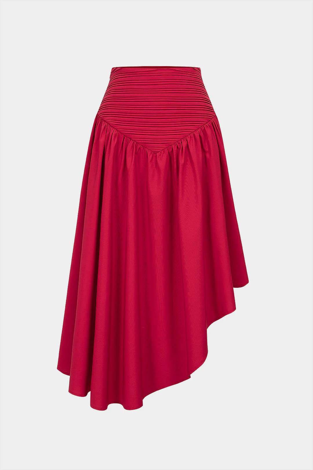 Ruched Asymmetrical Hem High Waist Skirt - Weenar
