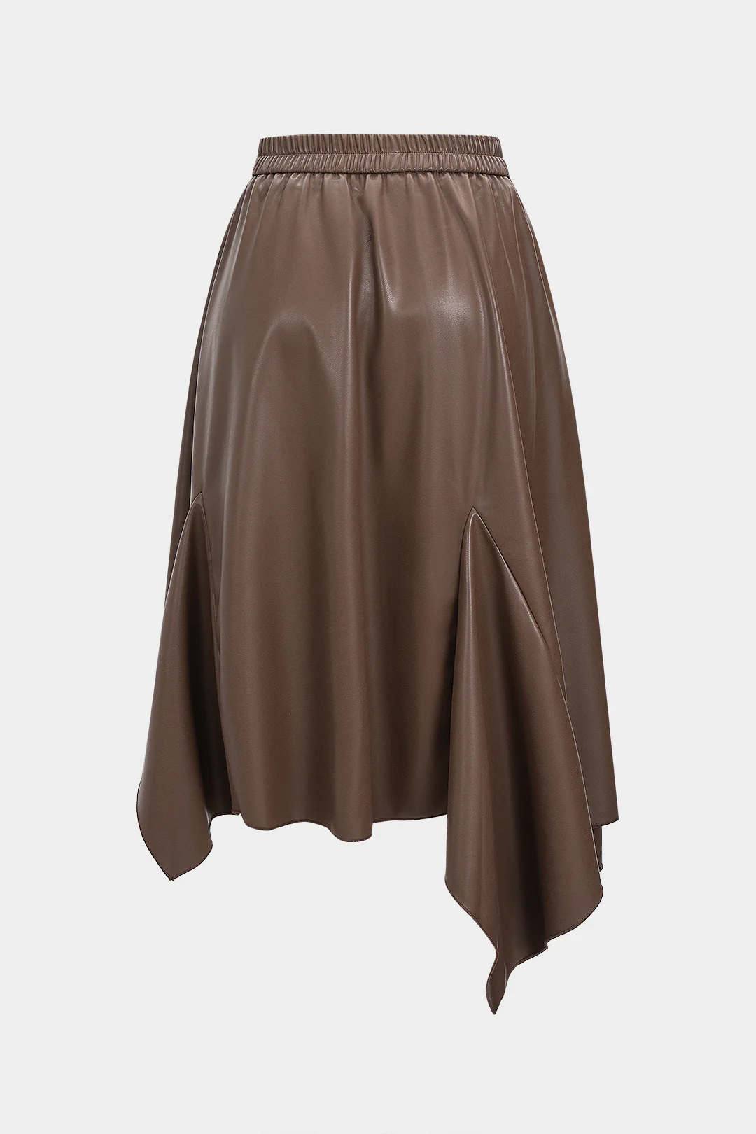 Faux Leather Shirred Waistband Ruched Skirt - Weenar