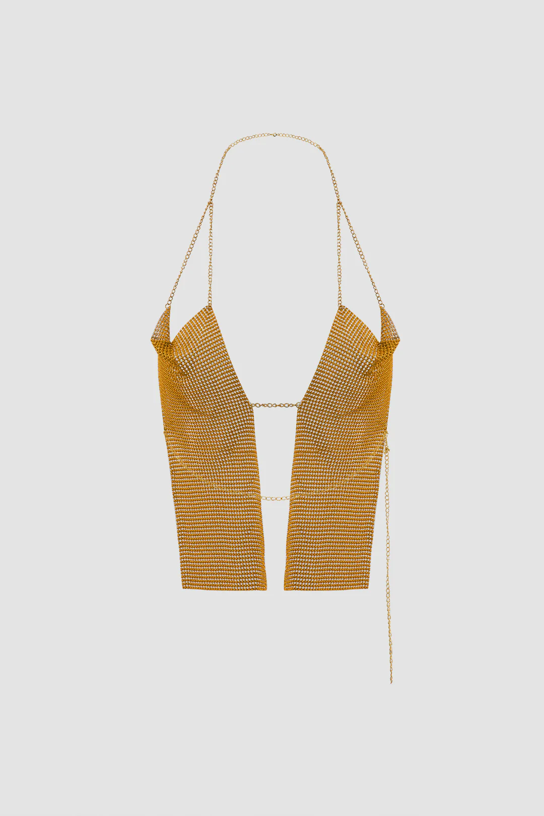 Halter Neck Rhinestone Decor Cut Out Cami Top - Weenar