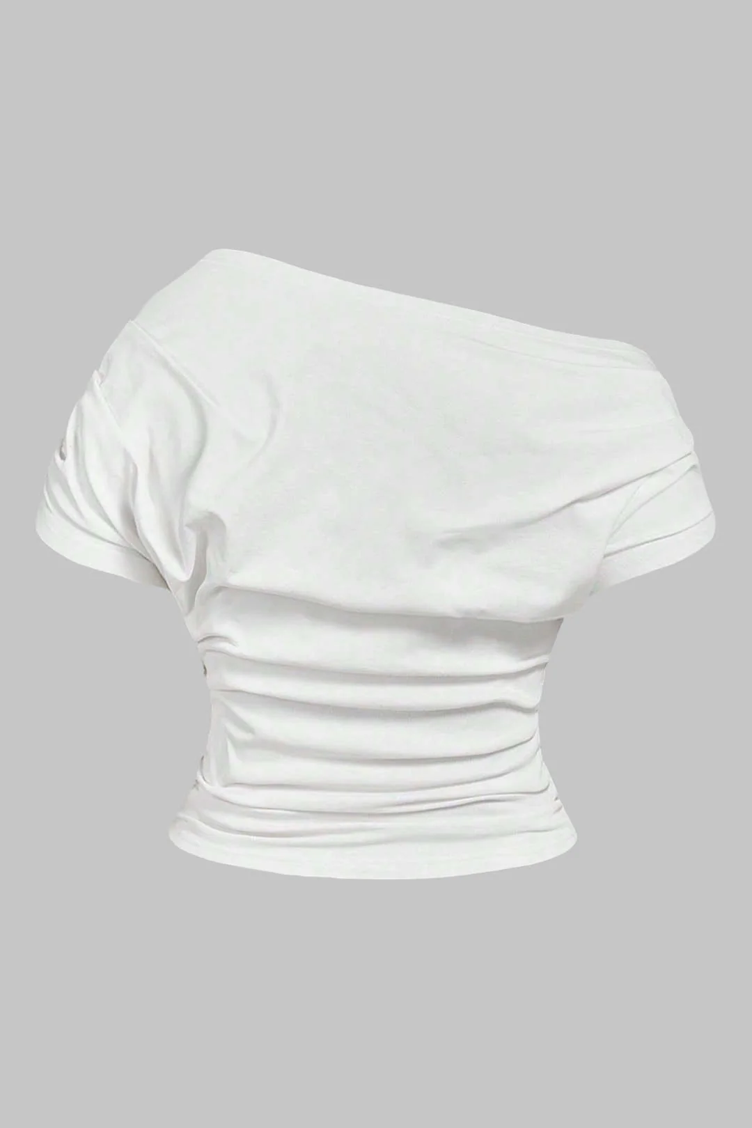 Plus Size One Shoulder Ruched Short Sleeve T-Shirt - Weenar