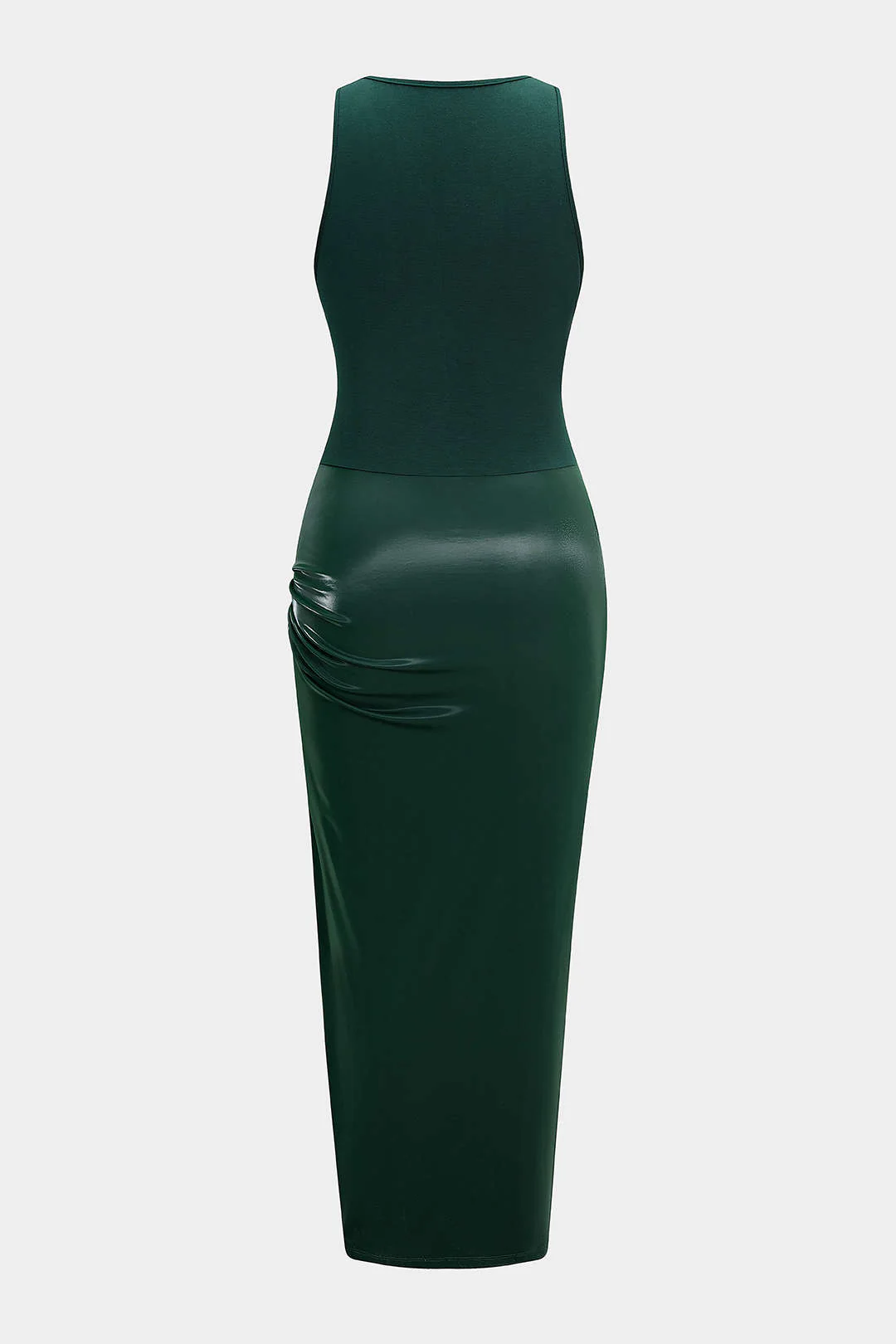 Metallic Chain Ruched Sleeveless Midi Dress - Weenar
