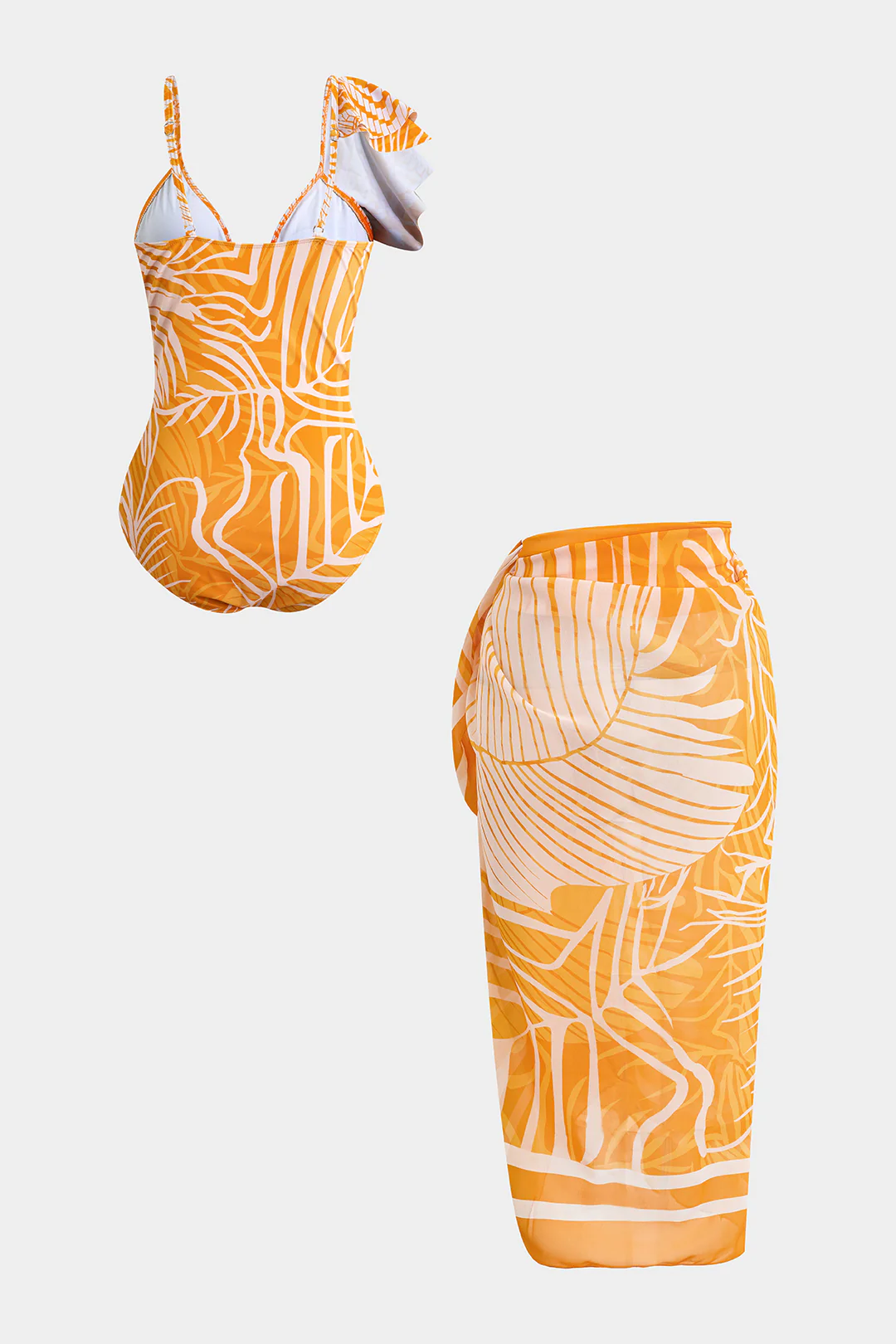 Chiffon Asymmetrical Ruched Tie Up Bikini Set - Weenar