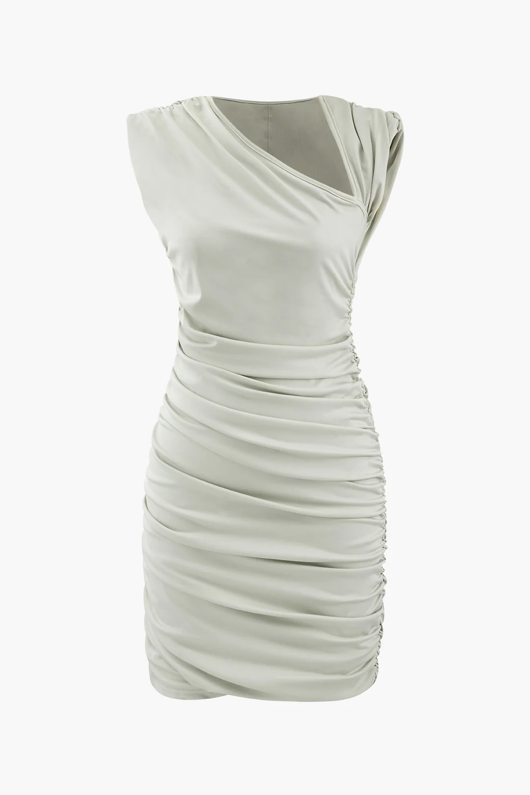 Asymmetrical Ruched Sleeveless Mini Dress - Weenar