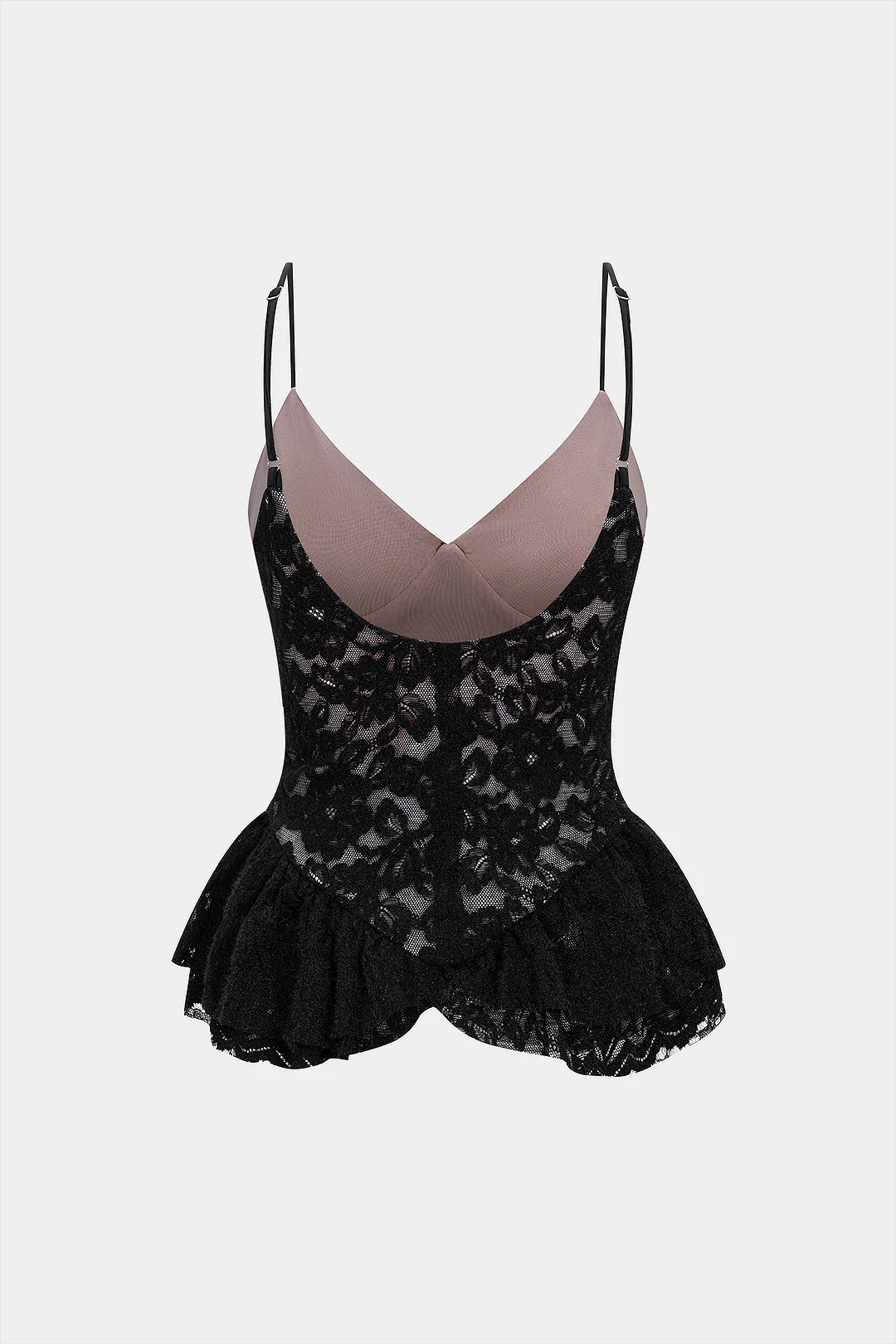 V-Neck Lace Patchwork Bustier Slip Cami Top - Weenar