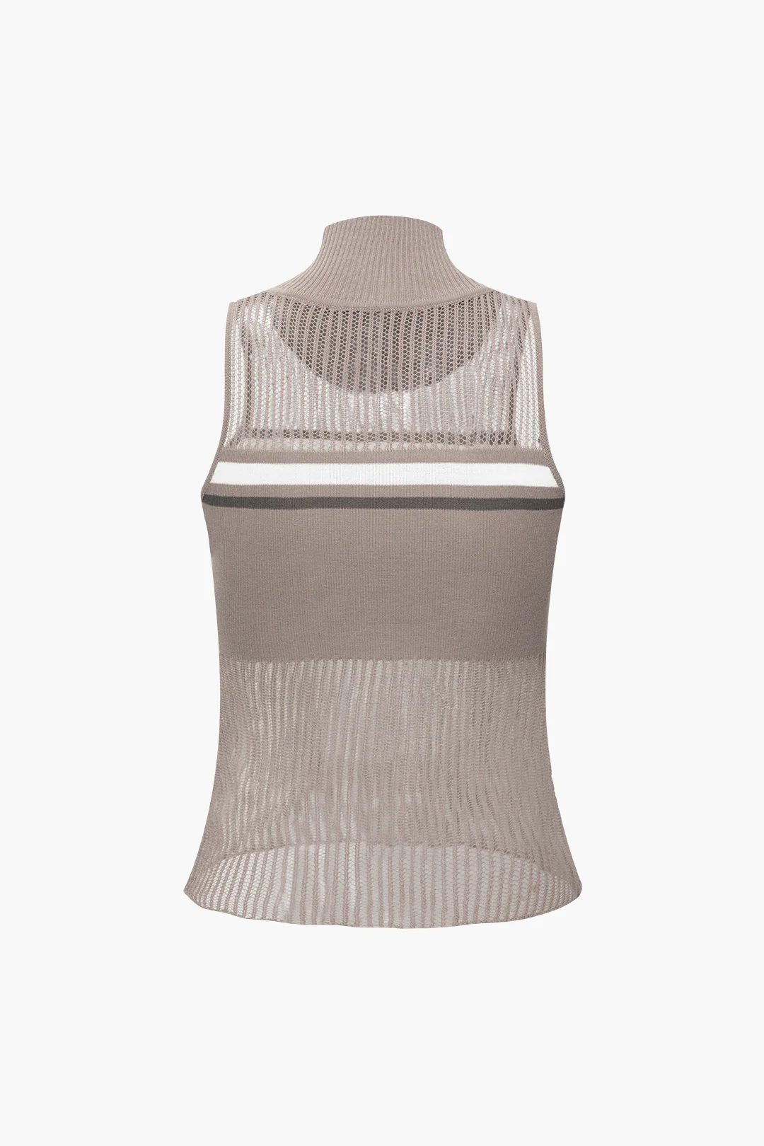 Colorblock Mock Neck Cut Out Sleeveless Tank Top - Weenar