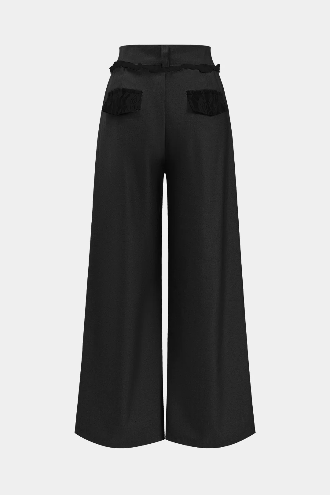 Lace Patchwork Wide Leg High Waist Pants - Weenar