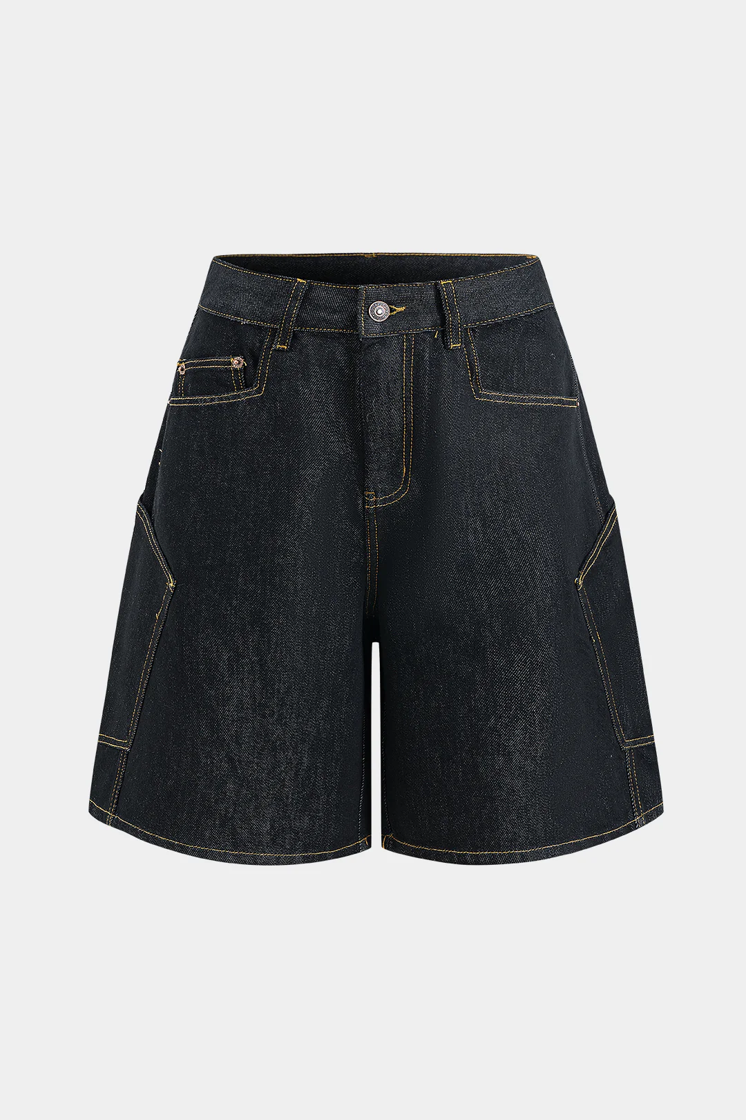 Denim Embroidery Button Pocket Stitching Shorts - Weenar