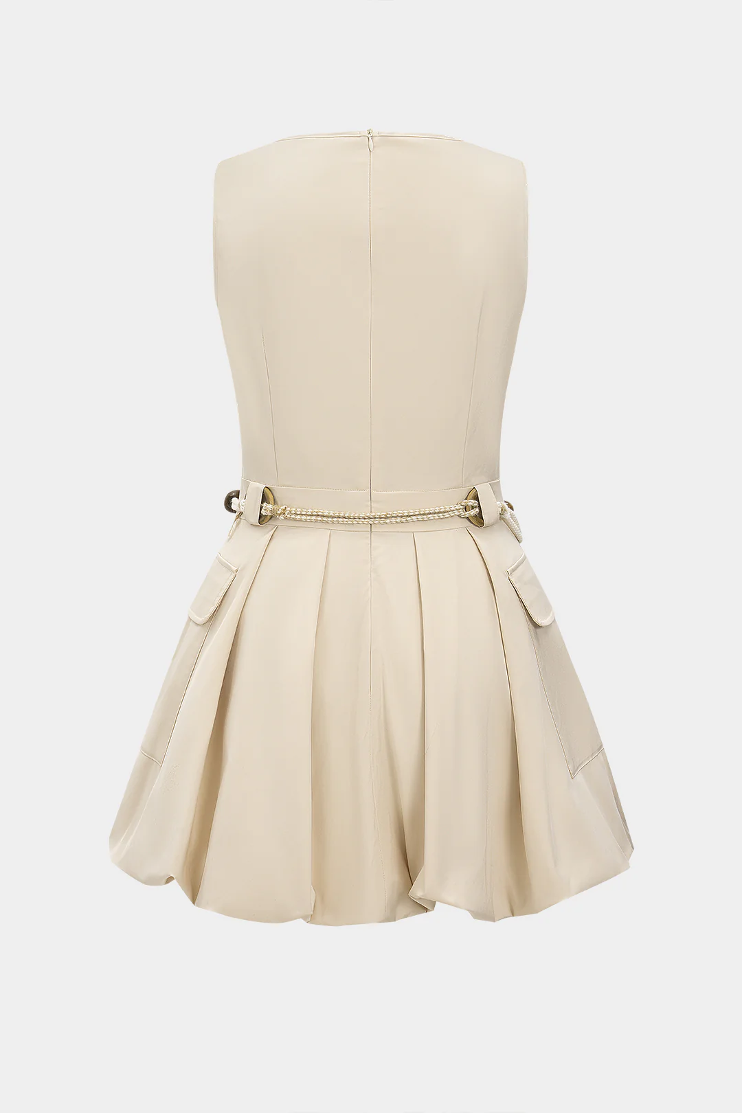 V-Neck Belted Sleeveless Mini Dress - Weenar