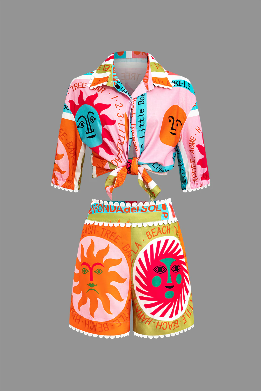 Letter Print Pocket Short Sleeves Top And Shorts Set - Weenar