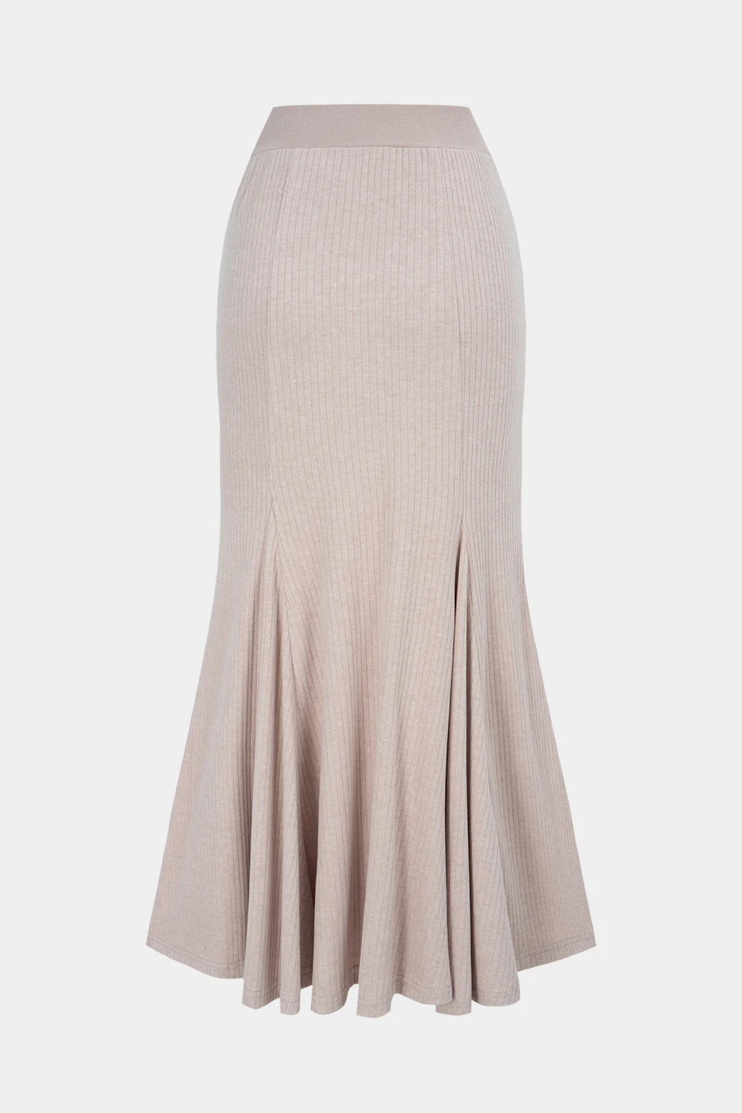 Knit Button Irregular Hem High Waist Slit Skirt - Weenar