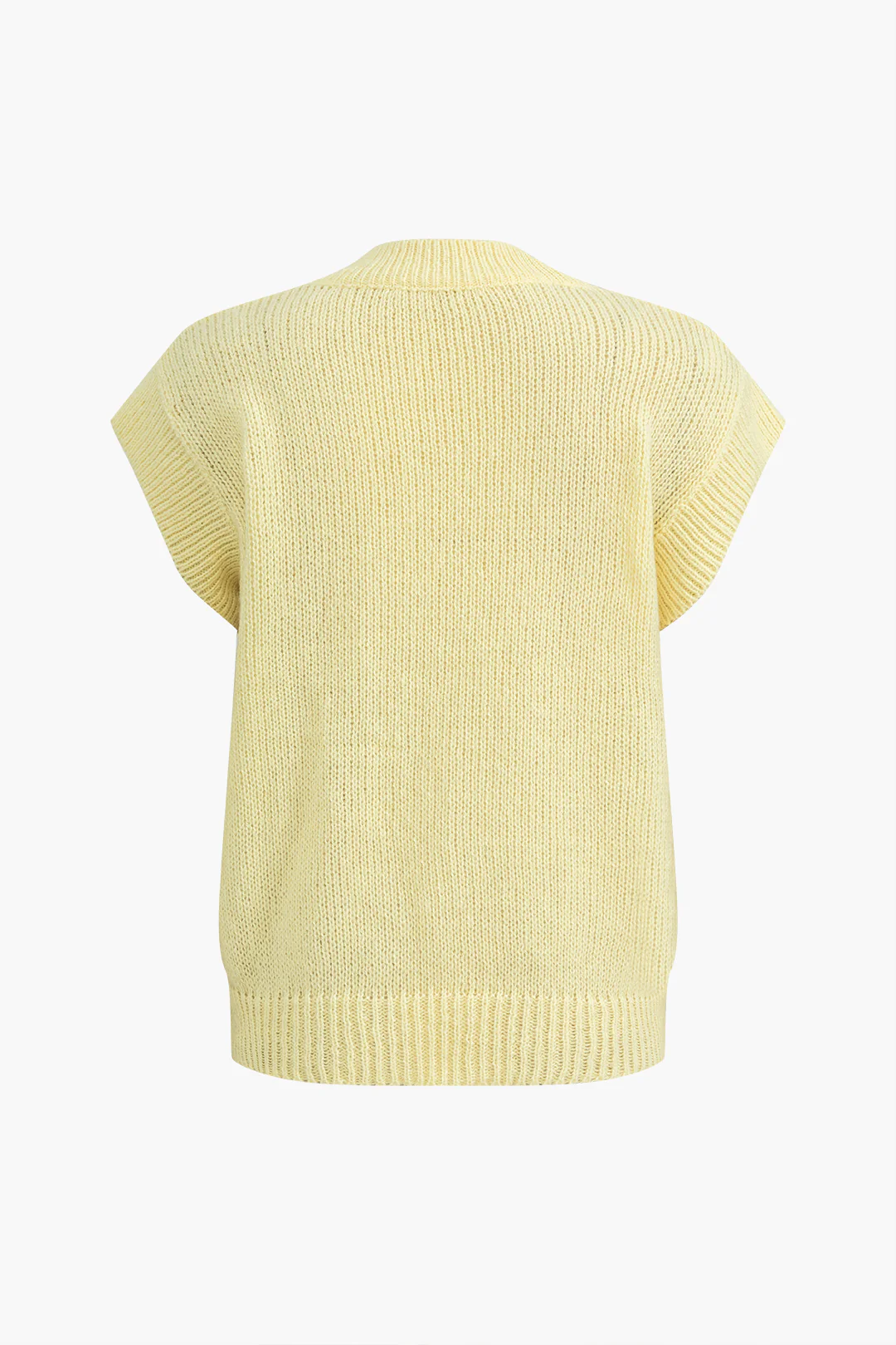 Knit Solid Round Neck Vest - Weenar