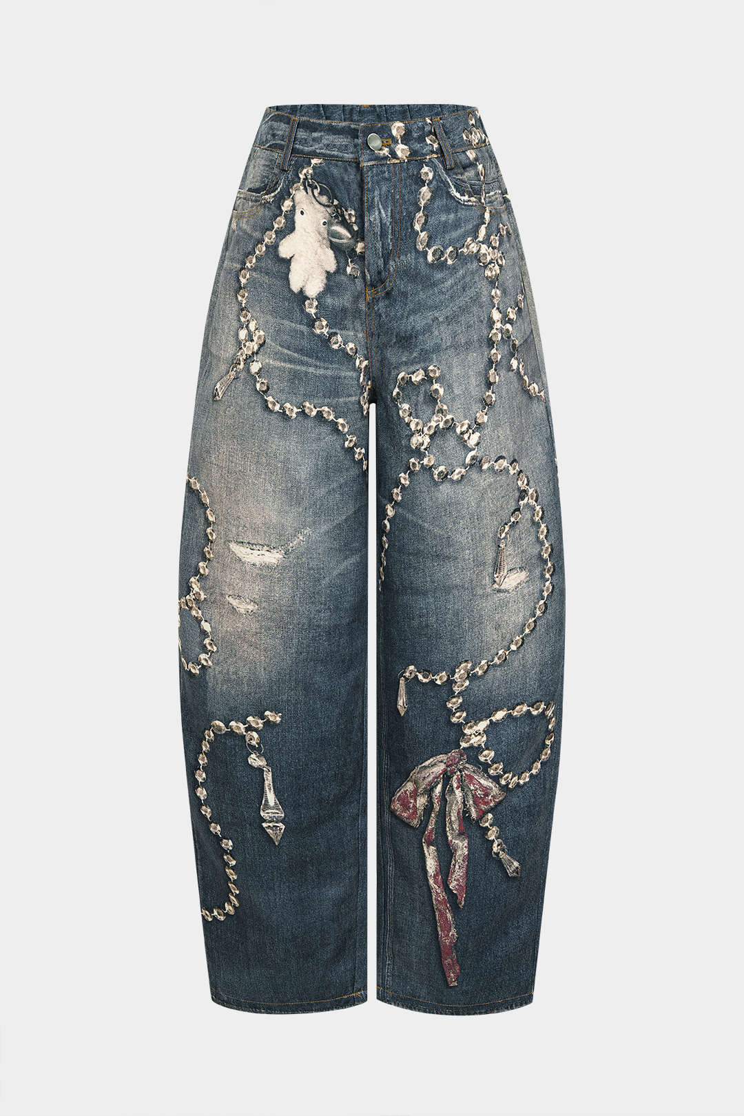 Artistic Denim High Waist Wide Leg Pants - Weenar