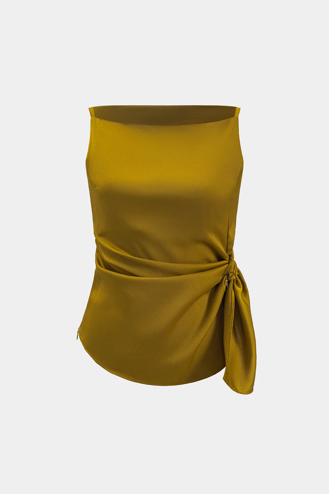 Satin Ruched Twist Knot Tank Top - Weenar