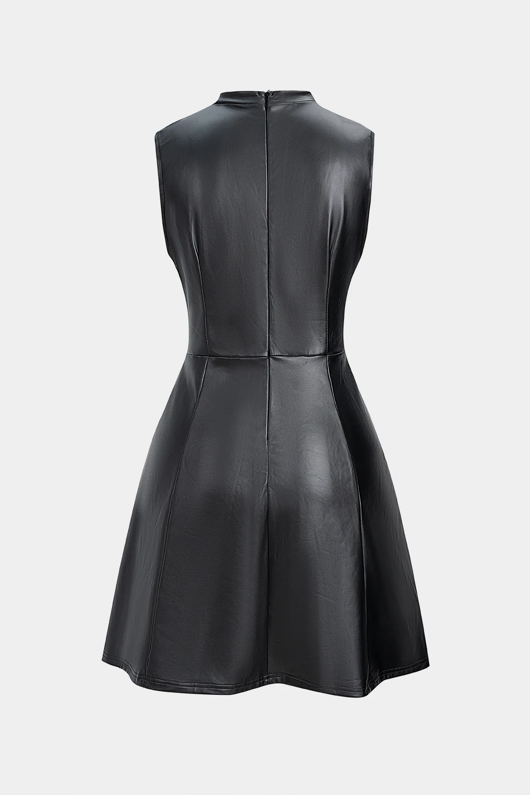Faux Leather High Waist Sleeveless Mini Dress - Weenar