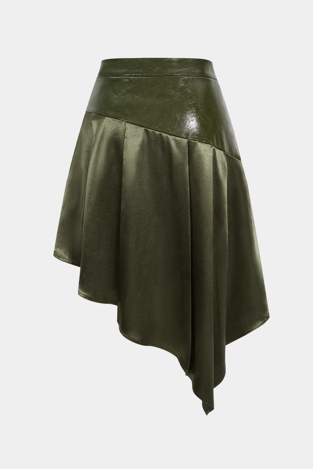 Plus Size Satin Pleated Patchwork Skirt - Weenar