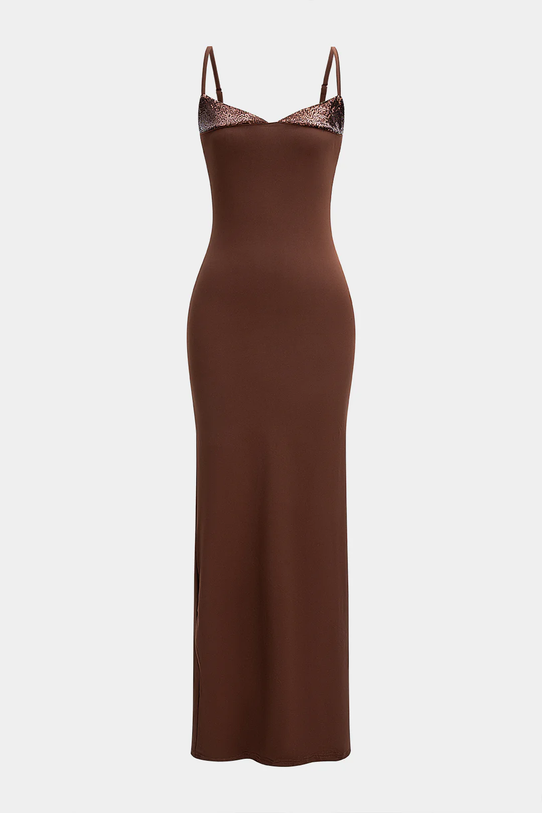 Sequins Patchwork Sleeveless Slip Maxi Dress - Weenar