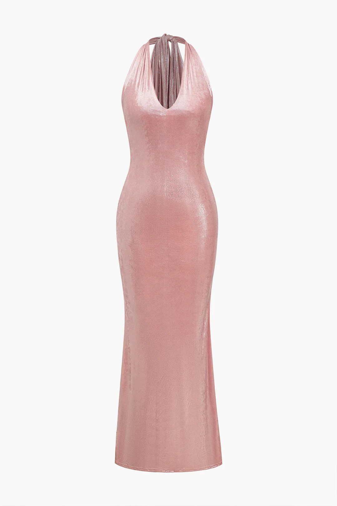 Halter Neck Backless Tie-Up Sleeveless Maxi Dress - Weenar