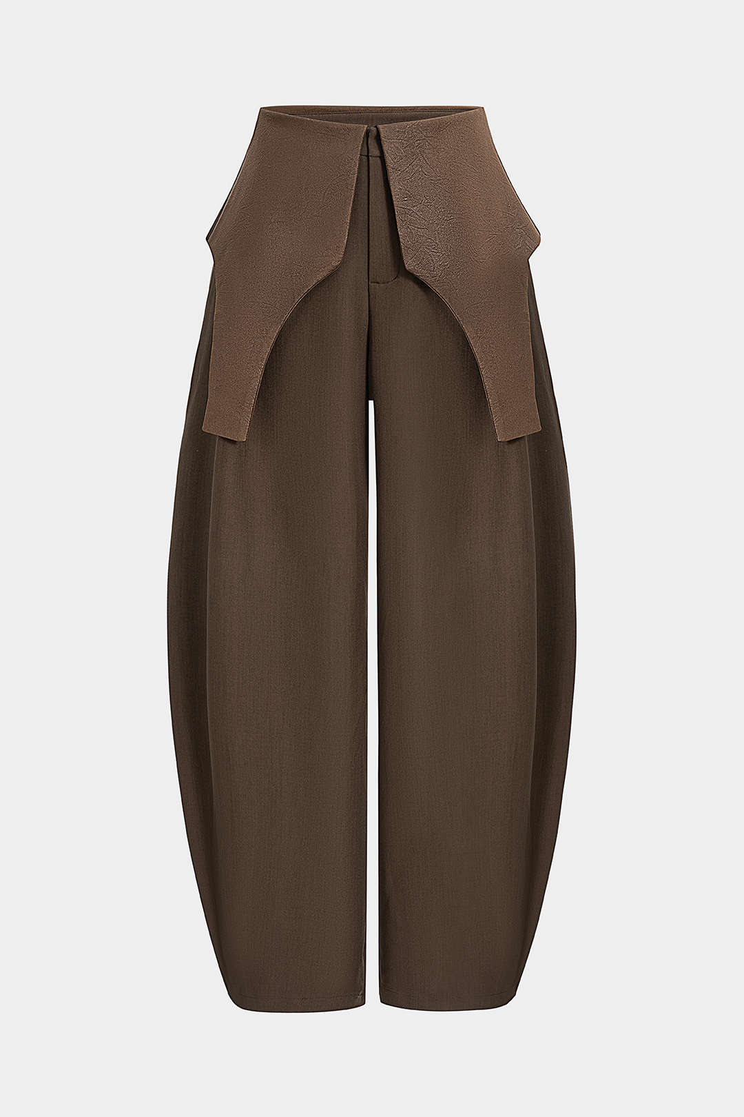 Satin Patchwork Zipper Barrel Trousers - Weenar