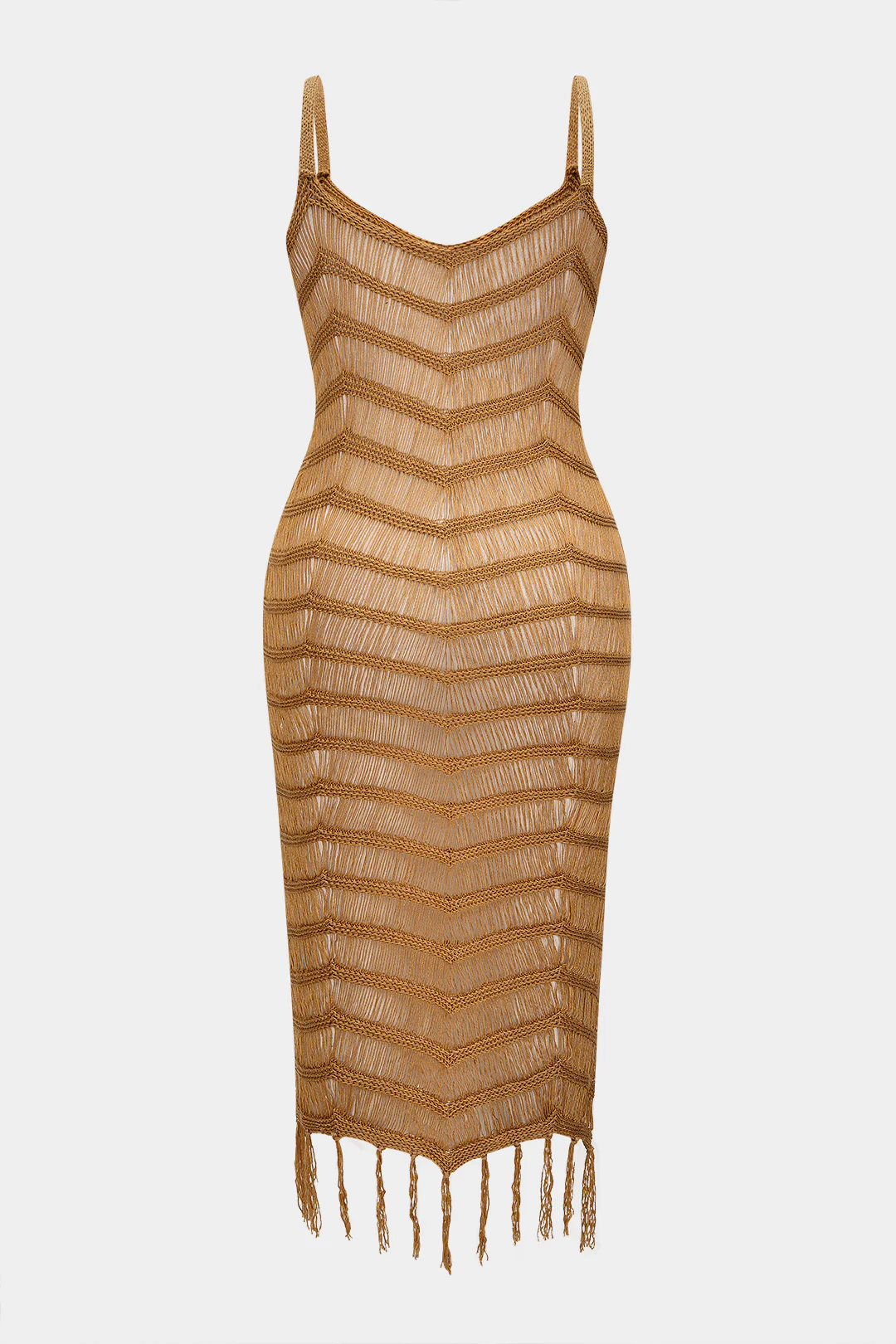 Plus Size Knit Fringe Slip Sleeveless Dress - Weenar