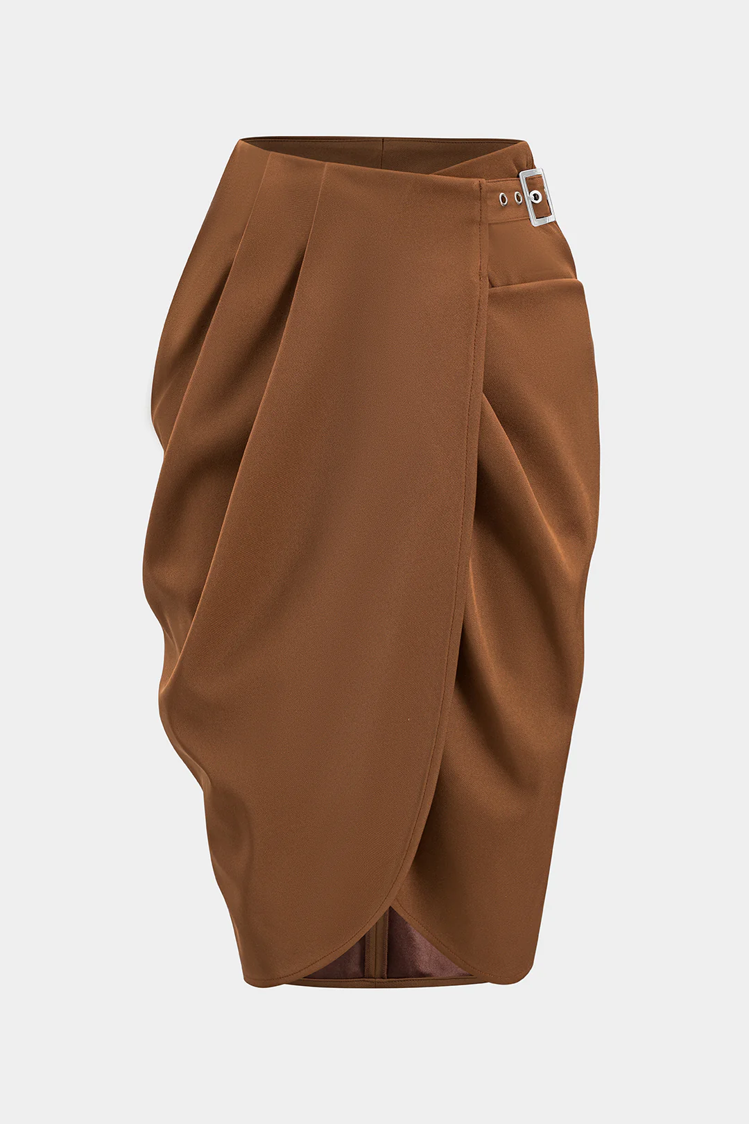 Asymmetry Belt Ruched Midi Skirt - Weenar