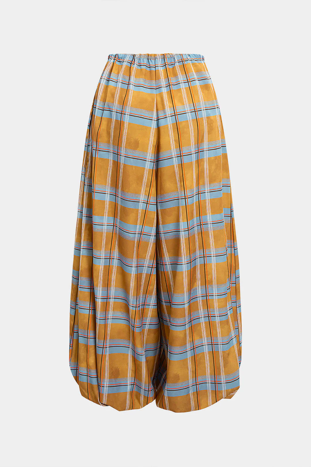 Plaid Print Drawstring Bloomers Pants - Weenar