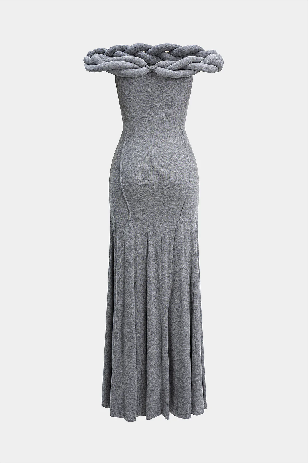 Off Shoulder Braided Ruched Maxi Dress - Weenar