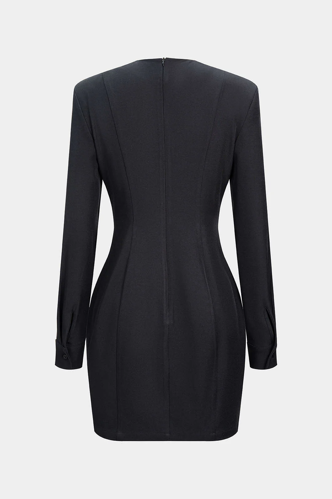 Metallic Buckle Waist-Cinching Long Sleeve Mini Dress - Weenar