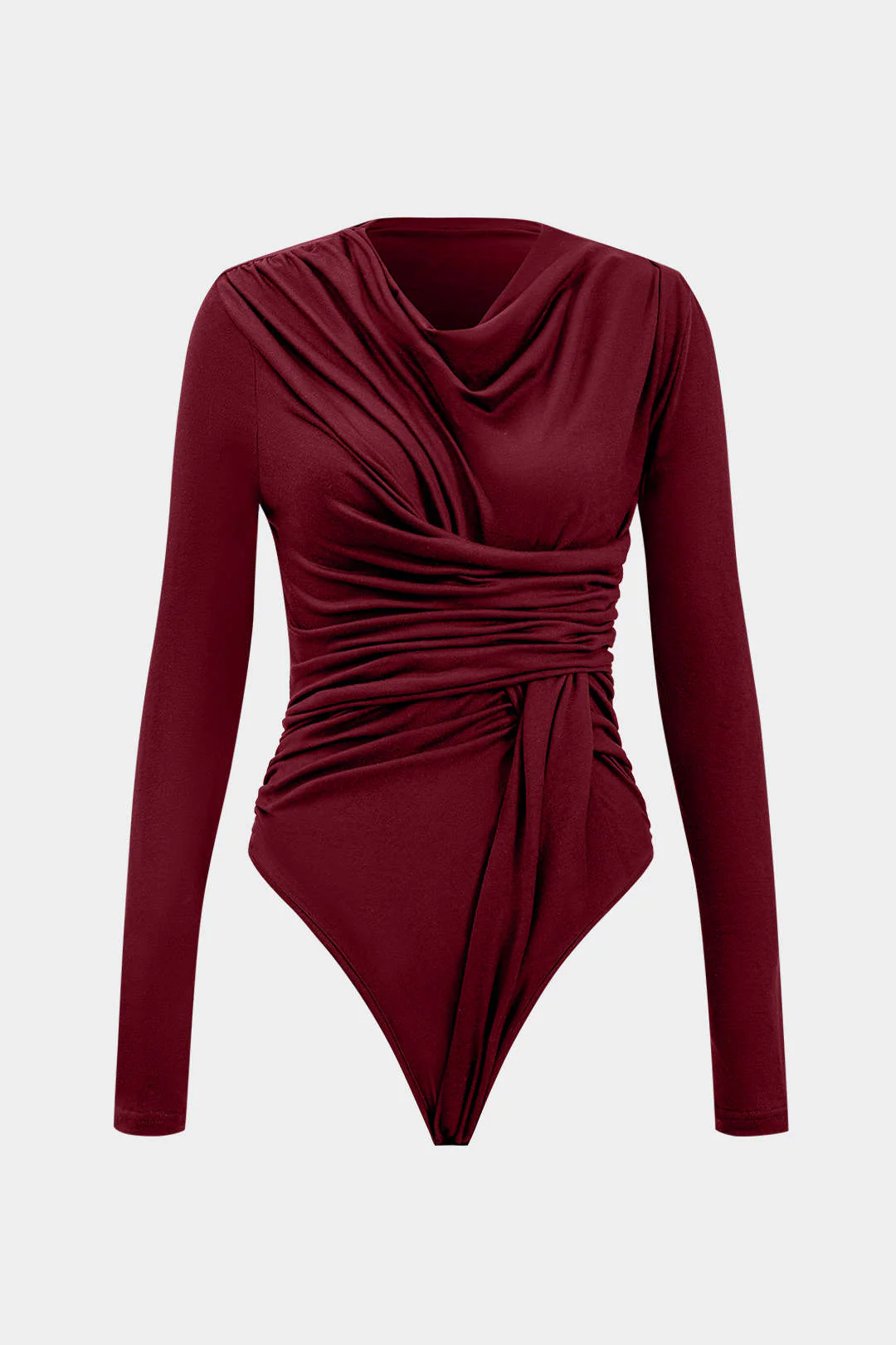 Knit Ruched Long Sleeve Bodysuit - Weenar