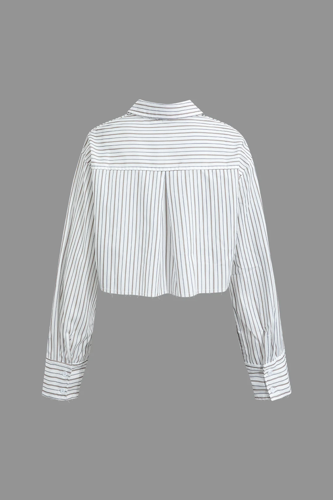 Solid Stripes Print V-Neck Long-Sleeve Shirt - Weenar