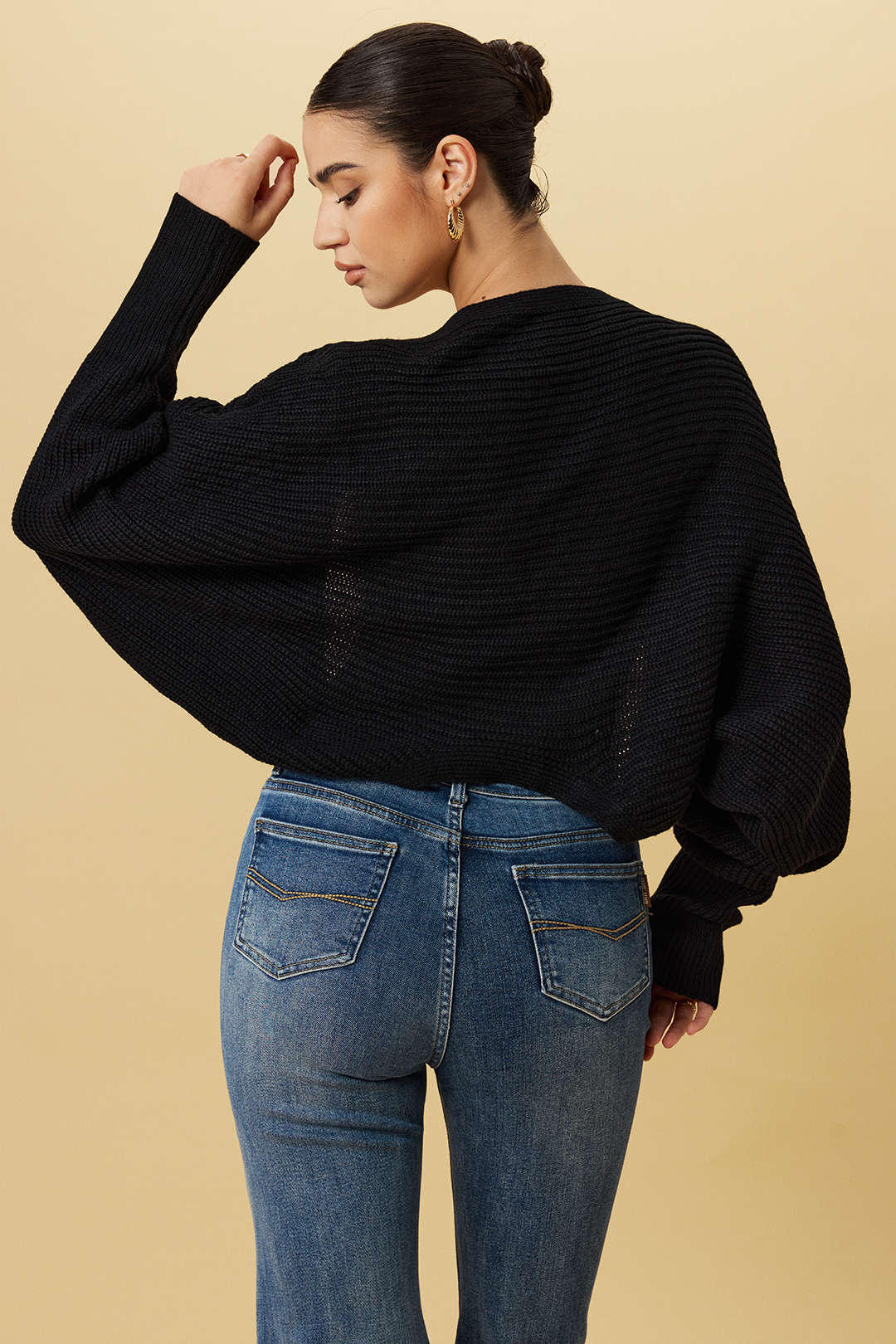 Solid Draped Sweater Cardigan - Weenar