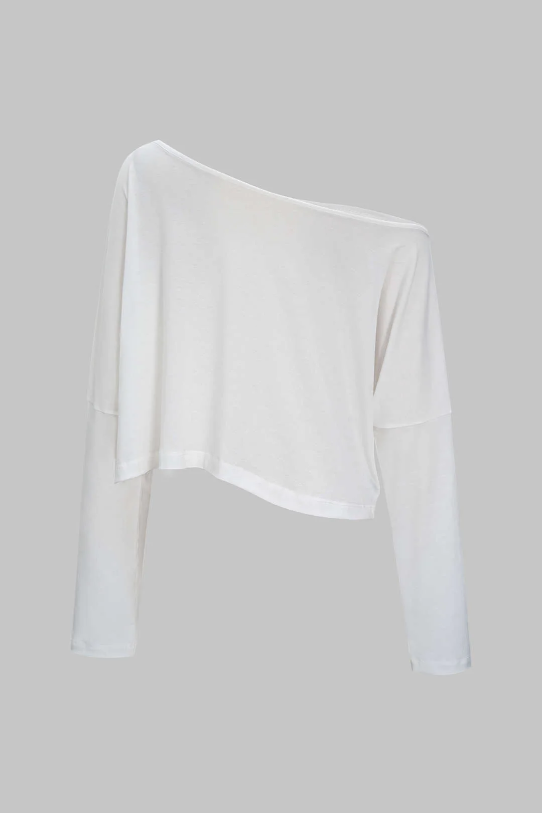 Asymmetrical Neck Long-Sleeve Top - Weenar