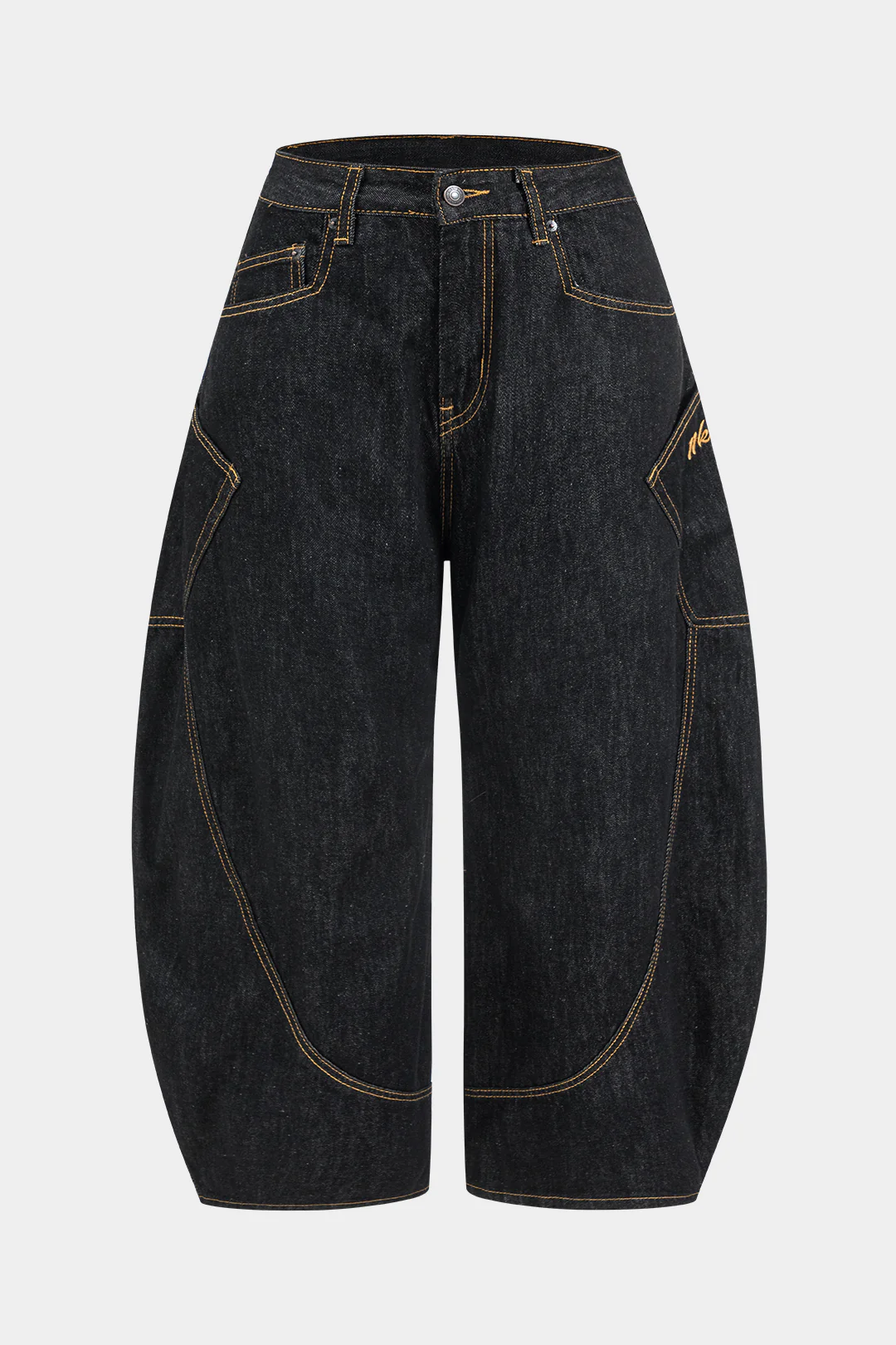 Plus Size Denim Zipper Barrel Jeans - Weenar
