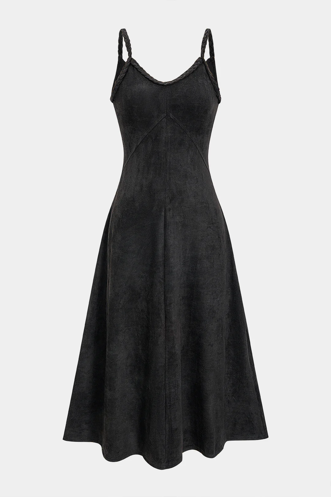 Suede Twist Knot Ruched Sleeveless Dress - Weenar