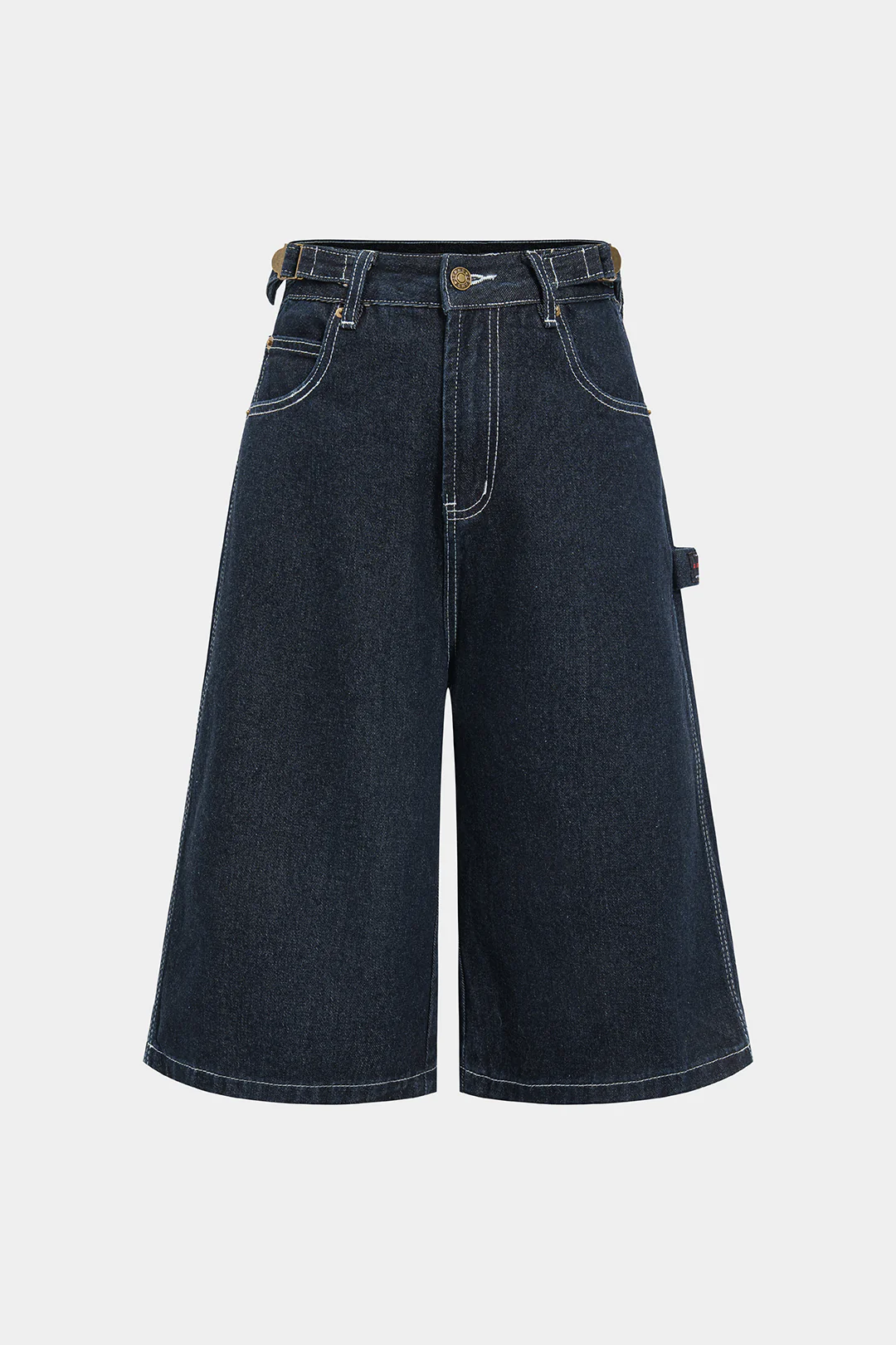 Denim Straight Leg Belted Shorts - Weenar
