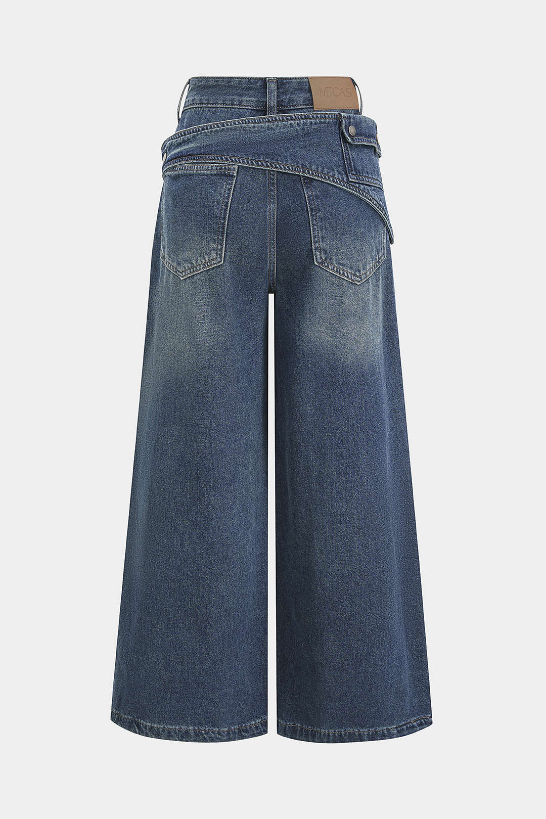 Denim Asymmetrical Wide Leg Jeans - Weenar
