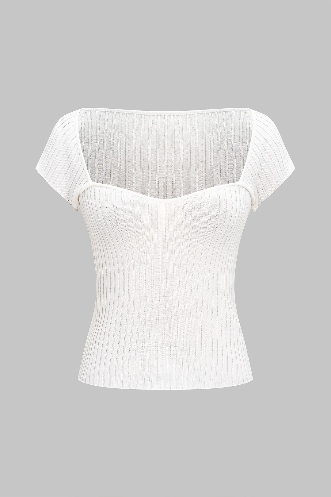 Knit Square Neck Short-Sleeve Top - Weenar