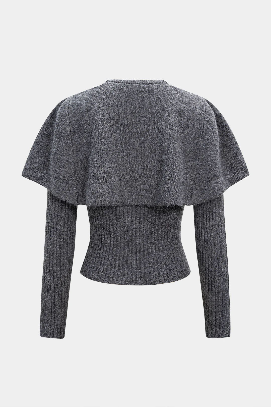 Knit Metallic Irregular Button Long-Sleeve Top With Scarf - Weenar