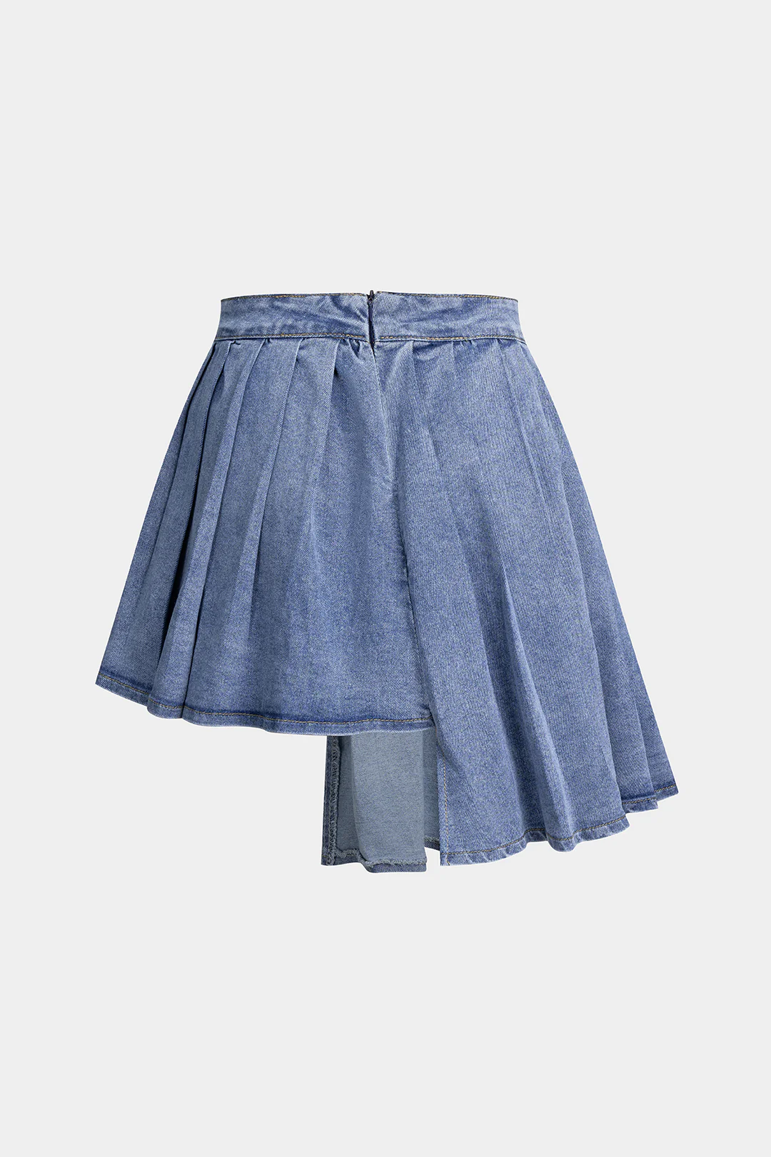Denim Pleated Asymmetrical Skirt - Weenar