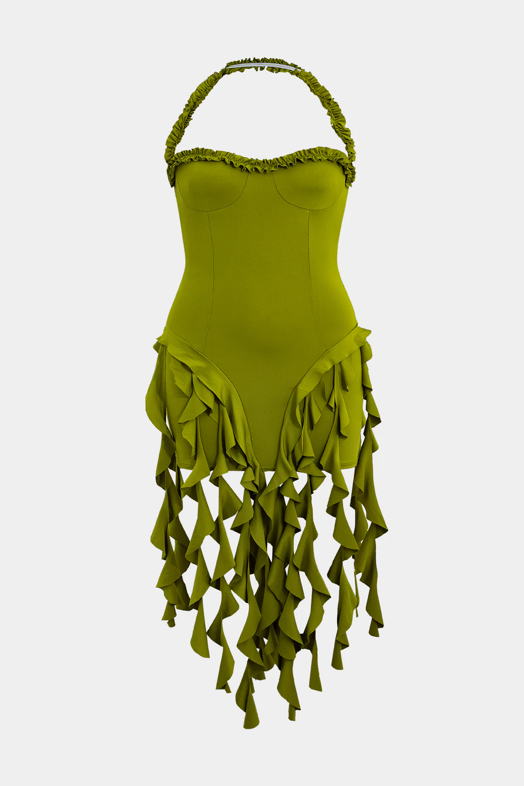 Plus Size Halter Neck Backless Mini Dress - Weenar