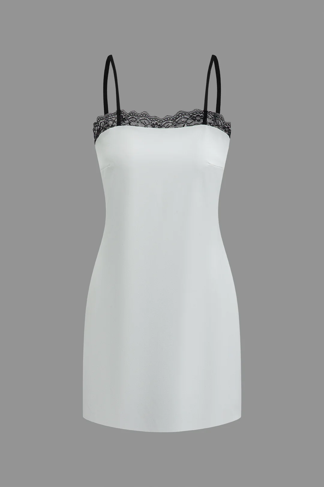 Satin Lace Trim Patchwork Sleeveless Mini Dress - Weenar