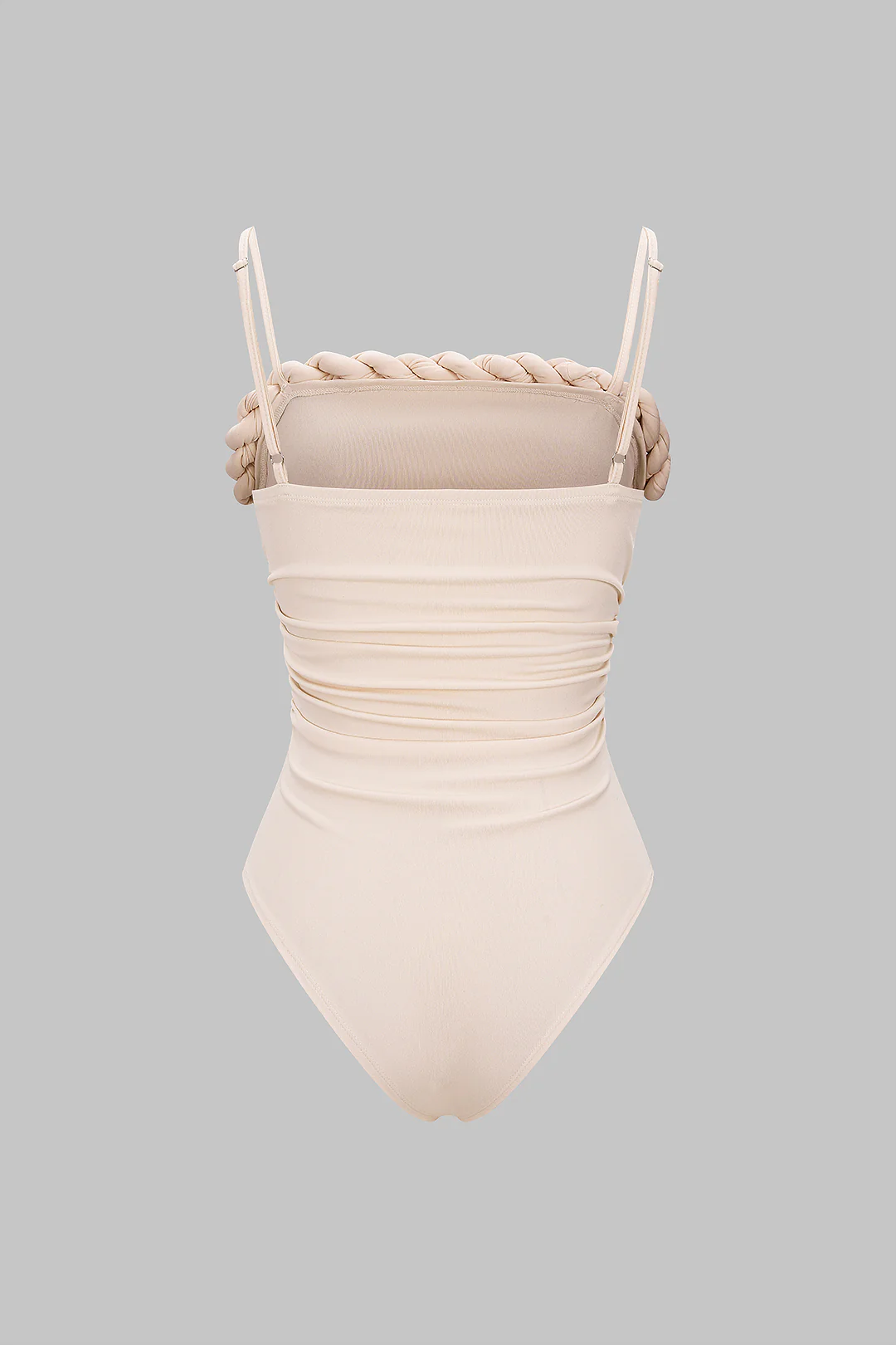 Solid Twist Knot Ruched Sleeveless Bodysuit - Weenar