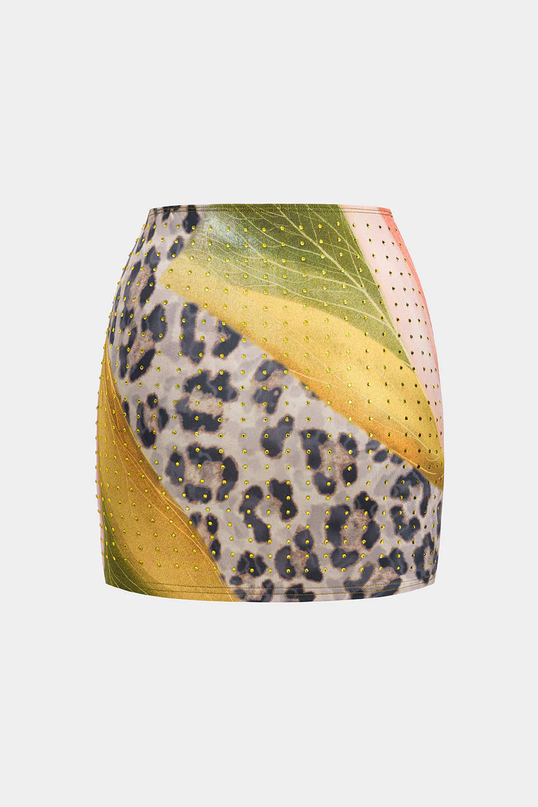 Leopard Pattern Rivet Skirt - Weenar