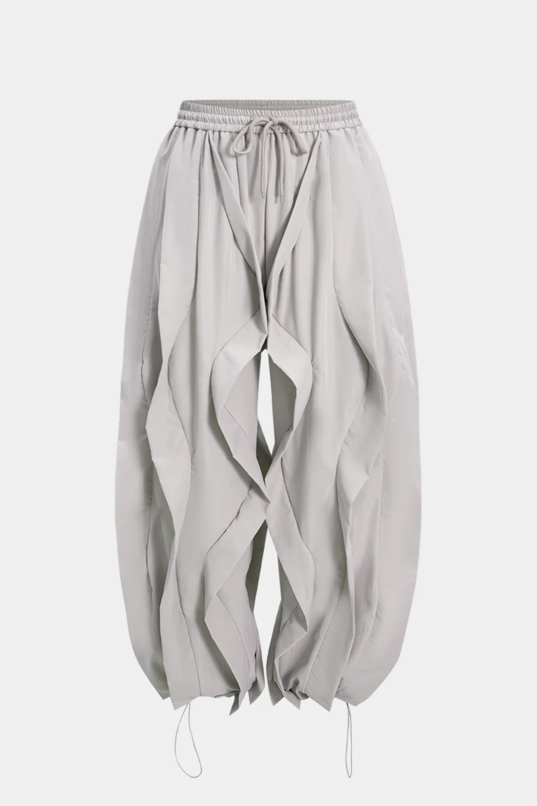 Plus Size Drawstring Ruffle Trousers - Weenar
